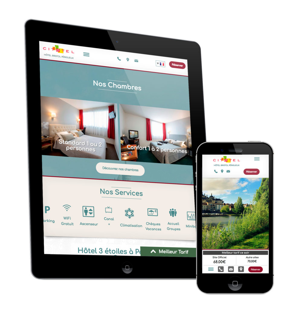 Version mobile du site internet de hotel Bristol Perigueux