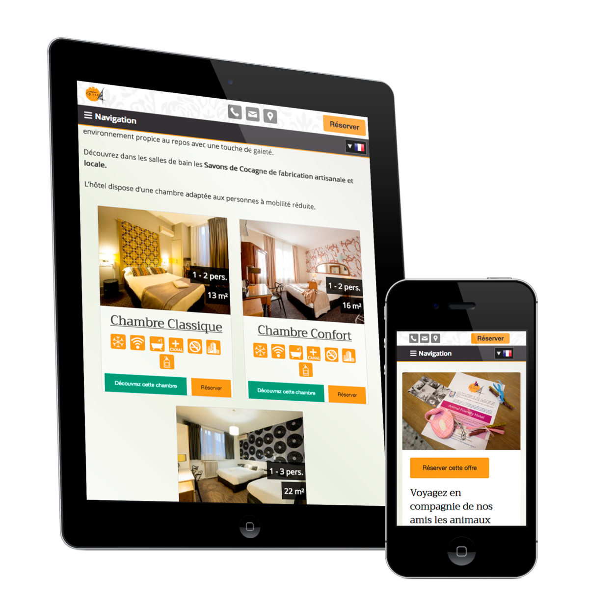 version mobile du site internet de l'hotel Raymond 4