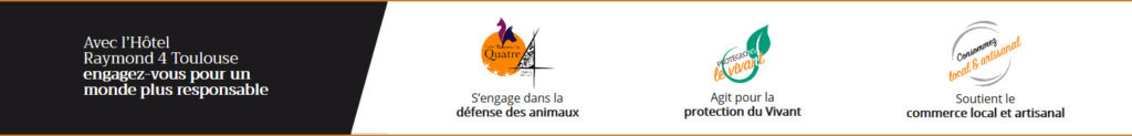 footer du site internet mettant en avant les valeurs de l'hôtel