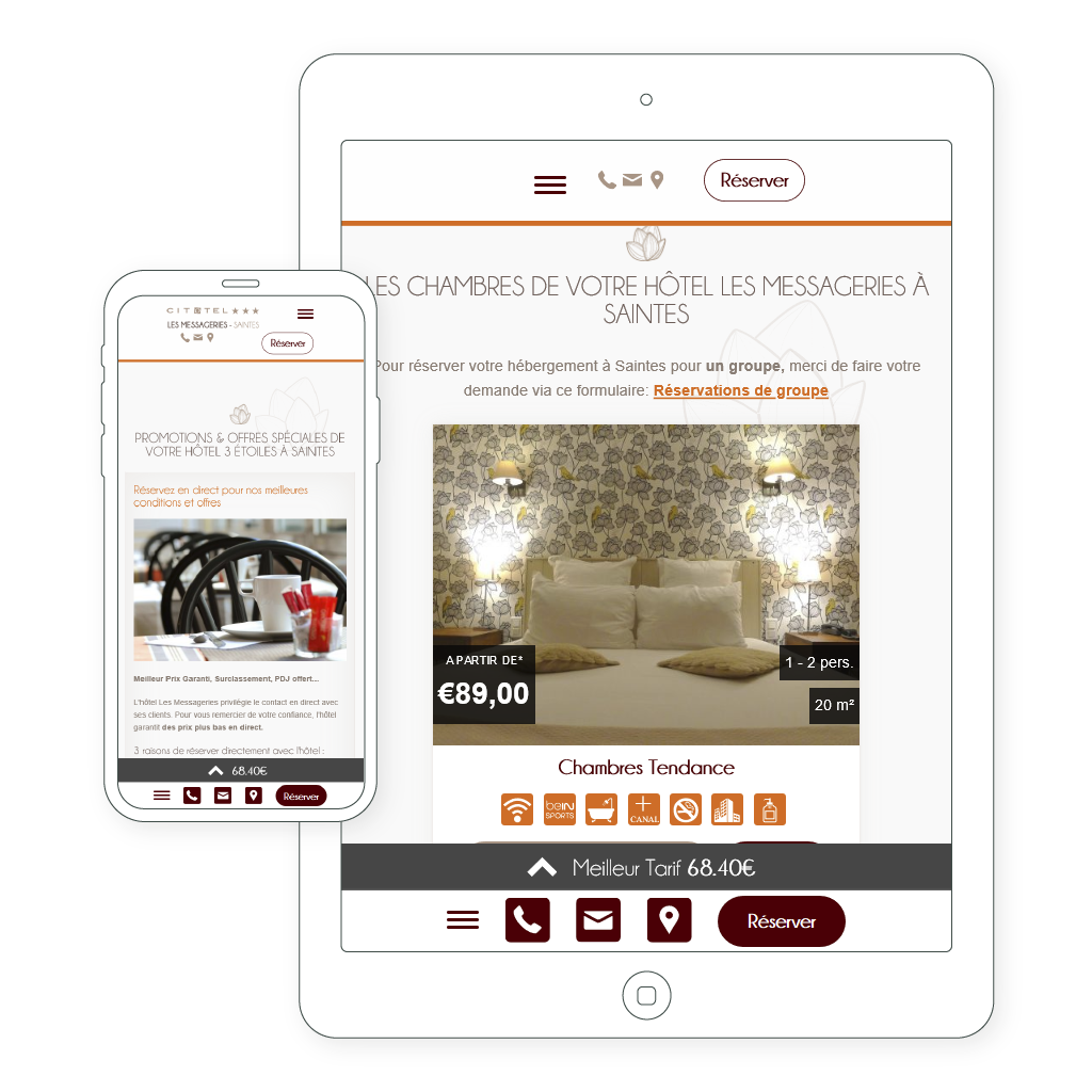 vue mobile et tablette du site internet responsive