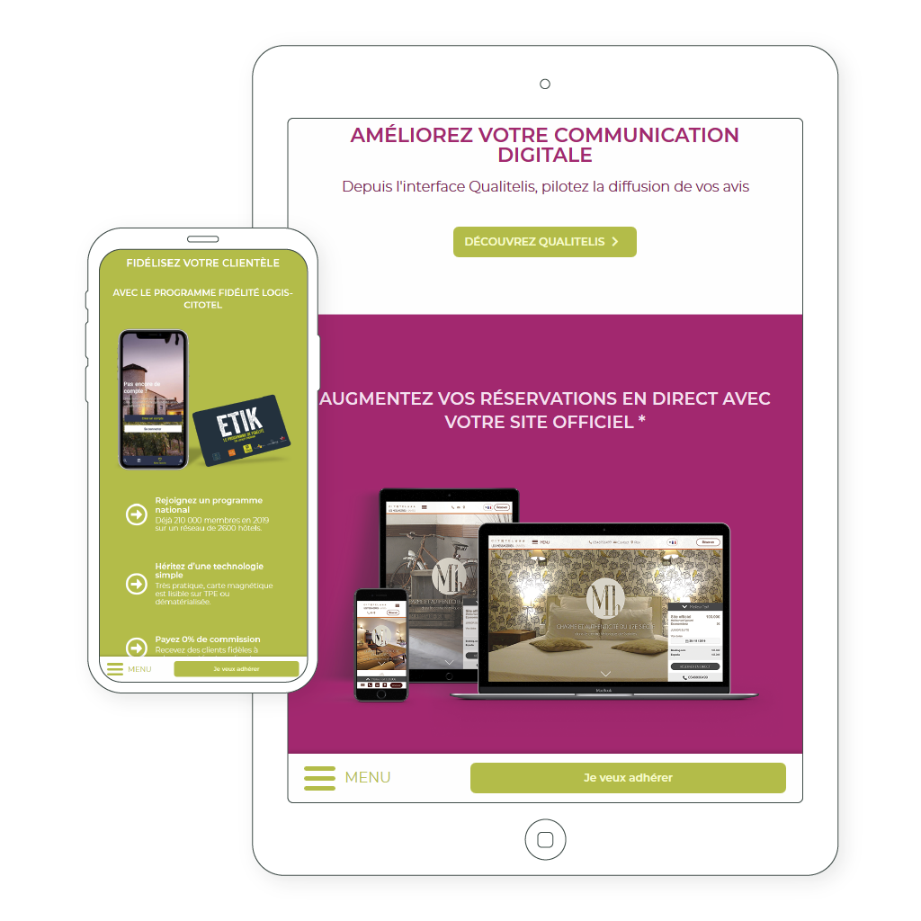 affichage mobile et tablette de la page web